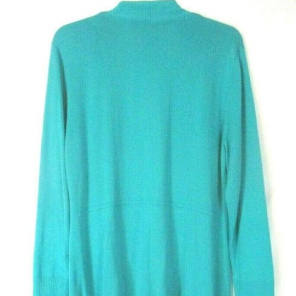 NWT ISAAC MIZRAHI DROP SHOULDER OPEN SWEATER CARDIGAN PEACOCK BLUE XXS - Picture 2 of 7